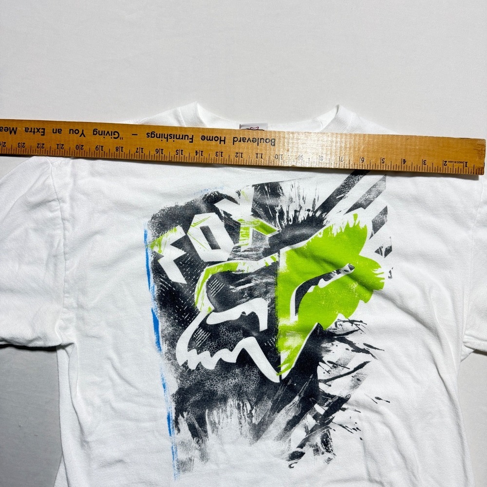 Fox Racing Mens XL White Splatter Graphic Fox Head Logo T-Shirt Motocross Y2K - Picture 7 of 8